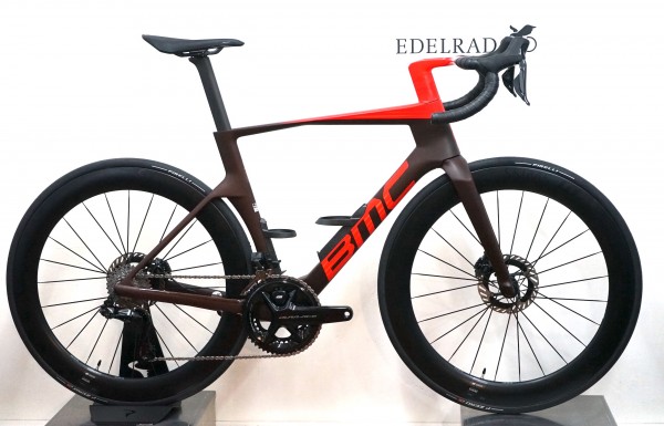 BMC TeamMachine R 01 TWO (2024) | DuraAce Di2 2x12 | Maroon Carbon / Neon Red