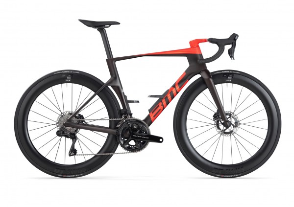 BMC TeamMachine R 01 TWO (2024) | DuraAce Di2 2x12 | Maroon Carbon / Neon Red