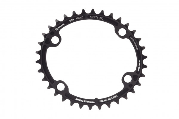 ROTOR Q-Rings Kettenblatt 36 Zähne oval BCD110x4-innen (für Rotor ALDHU und alle Shimano, schwarz)